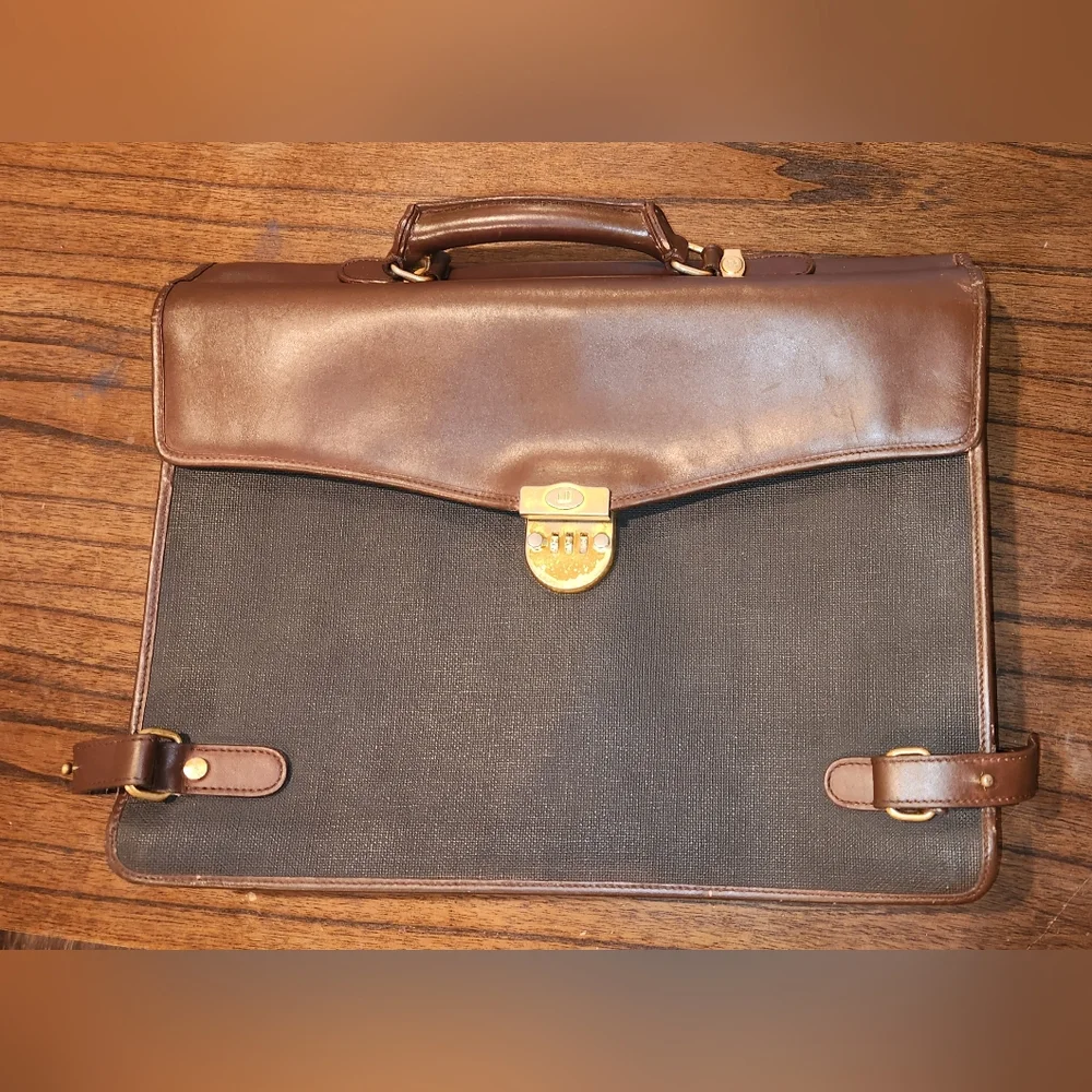Dunhill Brown and Black Leather Briefcase